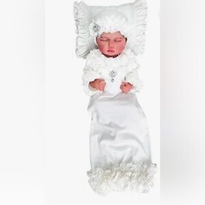 Bow Dream White Baby Girl Take Home/ Christening Gown with Bonnet